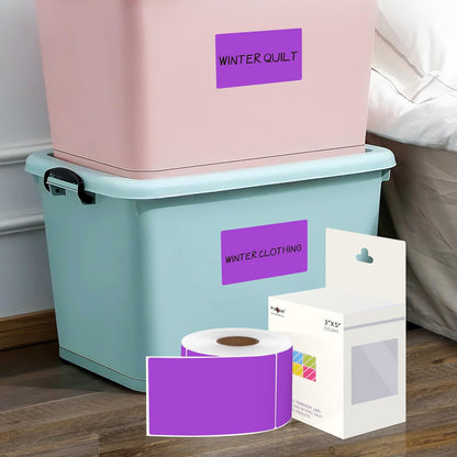 PARLAIM 3 X 5 Inch 4Rolls/1000 Per Roll Rectangle Inventory Color Coding Labels,Roll Square Label Stickers for Home (Purple)
