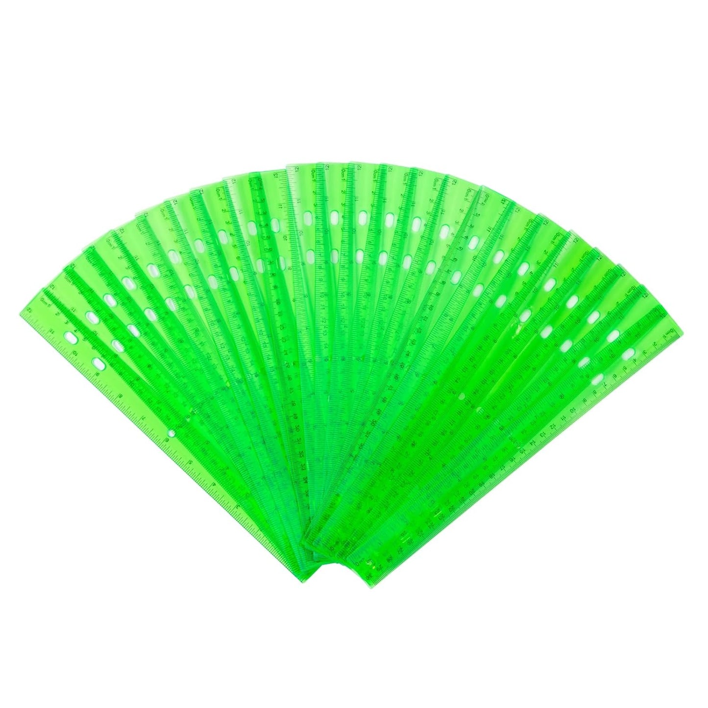 28 Pack Plastic Ruler 12 Inch Transparent Rulers - Metric Bulk for Kids School Office Classroom, Green