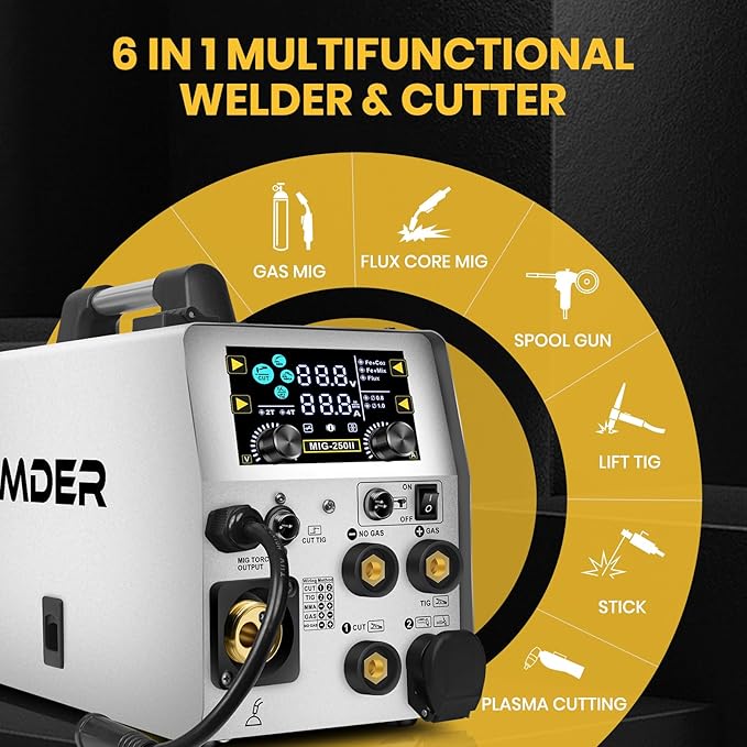 SSIMDER MIG Welder Plasma Cutter Combo with 71Pcs Cut Consumables 110V 220V 160A Gas MIG/Flux Core/Spool/TIG/Stick/CUT 6 in 1 Multiprocess Welder Welding Machine for Home DIY Outdoor Industrial Use