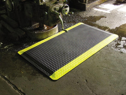 Rhino Mats, American Classic Diamond Anti-Fatigue Mats, Industrial Ergonomic Comfort Standing Mat for Work, Home, Garage, Office, Kitchen or Anywhere (Black/Yellow 1" Thick, 3 FT. x 19 FT.)