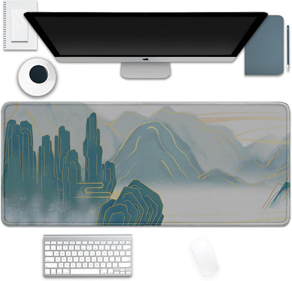 Gold Mountains Mouse Pad,Extended Mountainous Mousepad Desk Pad with Stitched Edges,Non-Slip Waterproof Rubber Base Mouse Mat for Office Computer Keyboard Laptop Home(27.5x11.8 in)