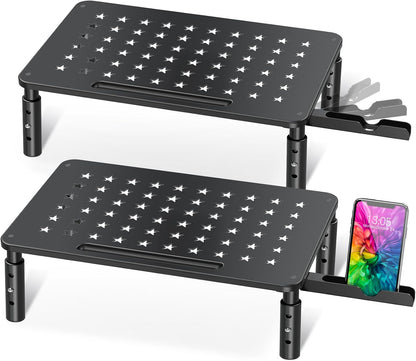 Zimilar 2 Pack Monitor Stand , 3 Height Adjustable Stand with Unique Star Mesh for Computer, Laptop, Printer, Notebook, iMac, Premium Metal Monitor Risers for 2 Monitors
