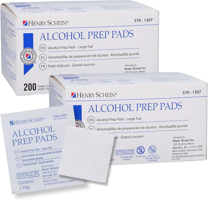 Large Alcohol Prep Pads (2 Boxes, 400 Total) – 70% Isopropyl Alcohol Wipes, Individually Wrapped – 2-Ply, Textured – Skin Prep Alcohol Swabs – Sterile Pads
