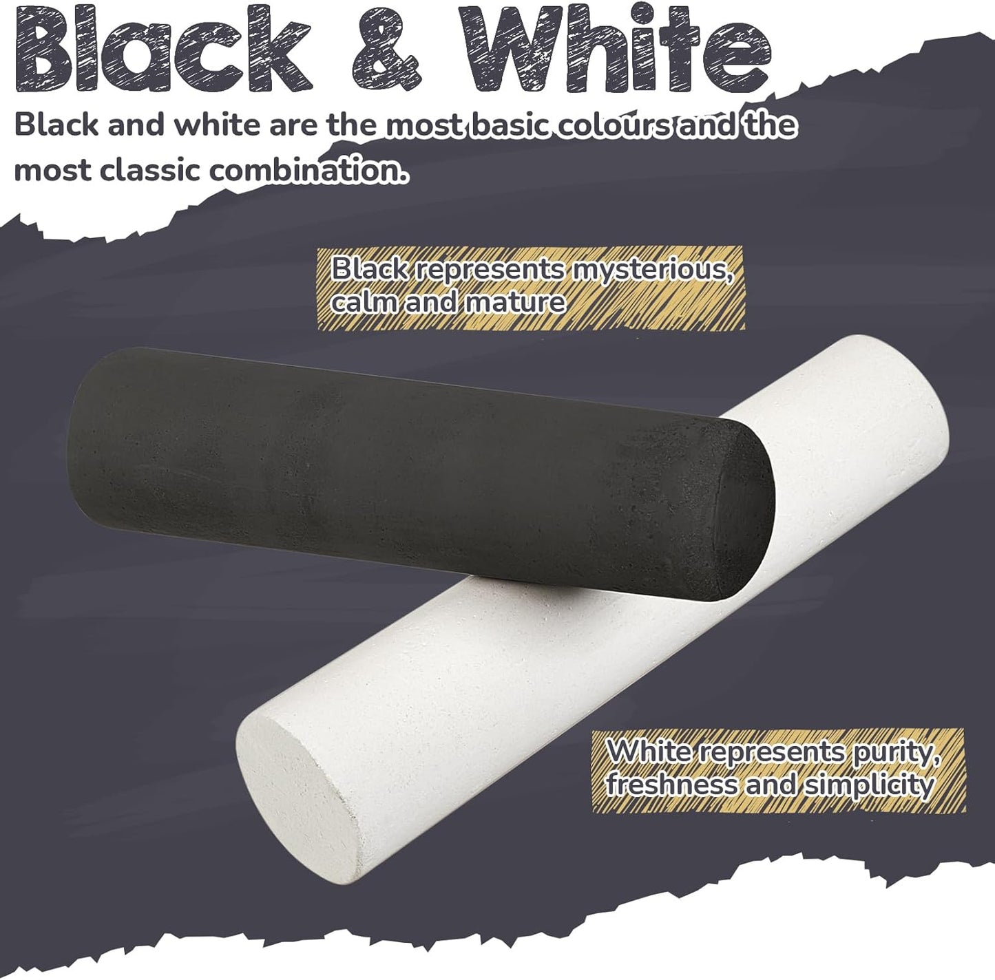 20 Pcs Sidewalk Chalk for Kids Jumbo Black White Washable Non Toxic Chalk for Classroom Outdoor Fun Creativity Art Play Painting on Chalkboard Playground Blackboard Easter Party