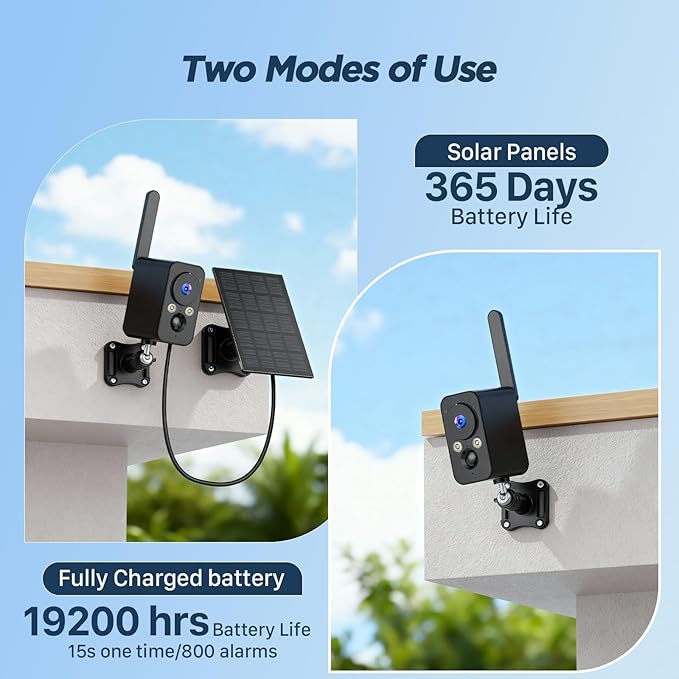 4G SIM Cellular Security Cameras Wireless Outdoor/Indoor with Solar Panel: No WiFi Battery Operated Camera for Home Security with 2-Way Audio - Color Night Vision House CCTV Cam