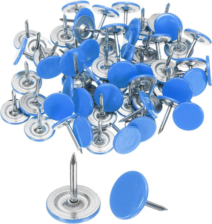 uxcell 100Pcs Upholstery Tacks, 11mmx13mm Flat Head Thumb Tack Decorative Furniture Nails Push Pins for Furniture Sofa Headboards, Blue