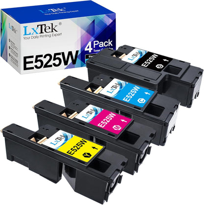 LxTek Remanufactured Toner Cartridge Replacement for Dell E525W E525 to use with E525W Color Laser Printer, 4 Pack (593-BBJX 593-BBJU 593-BBJV 593-BBJW)