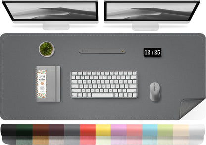 Leather Desk Pad Protector, 47.2'' x 23.6'', Suede Base Sewing Desk Blotter, Non-Slip Office Mat, Waterproof Writing Pad for Office and Home - Dark Gray