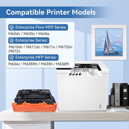 147A Black Toner Cartridge (with Chip) Compatible Replacement for HP 147A 147X W1470A W1470X High Yield Toner for Enterprise M610 M611 M612 MFP M634 M635 M636 Printer (1 Pack)