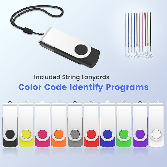 ABLAZE Flash Drives 4GB 20 Pack, USB 2.0 Thumb Drive Bulk with Lanyards Swivel Memory Stick U Disk 4GB Pendrive USB Pack (Mixcolors)