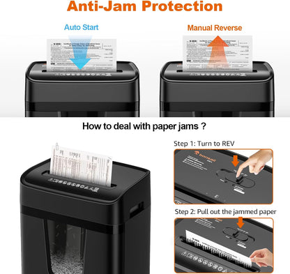 Bonsaii 12 Sheet Paper Shredder for Home Office, Heavy Duty Cross Cut Shredder with 5.5 Gal Pullout Bin, Home Shredder for CDs/Credit Card/Document/Mail, P-4 Security Level