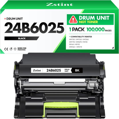 24B6025 Imaging Unit (Not Toner) Black 1-Pack High Yield Replacement for Lexmark 24B6025 Drum Unit Compatible with Lexmark M5155 M5163 M5170 XM5163 XM5170 XM5263 XM7155 XM7155X Printers(100,000 Pages)