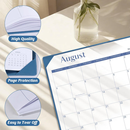 Gannyfer Desk Calendar 2025-2026 with Desktop Mat, Simplified Large 22" x 17" Desktop Calendar, 18 Month Table Calendar from July 2025 to Dec 2026, Perfect for Home School and Office - Dark Blue