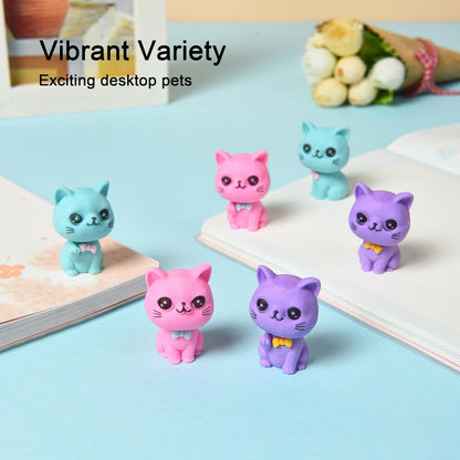 18Pcs Pencil Top Erasers for Kids, 3D Cute Cat Pencil Toppers, Bulk Fun Pencil Cap Easters for School Classroom Supplies Prize Gifts Party Favors
