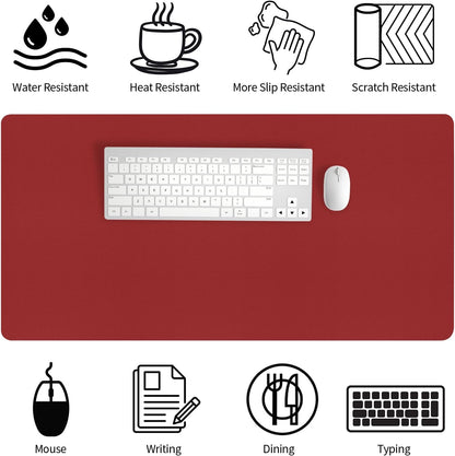 Bloss Red Desk Mat, Leather Desk Matt for Desktop, Waterproof Large Desk Pad, Keyboard Mat, Computer Mat for Office/Home/Decor(31.5 x 15.7 Inches)