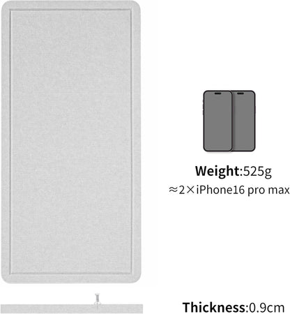 Bulletin Board, 35 x 17 1/2 inches Felt Board - Decorative Pin Board, Cork Board Alternative for Wall, Foldable Picture Board Self-Adhesive Vision Board Prayer Board with 20 Pushpins - Light Gray