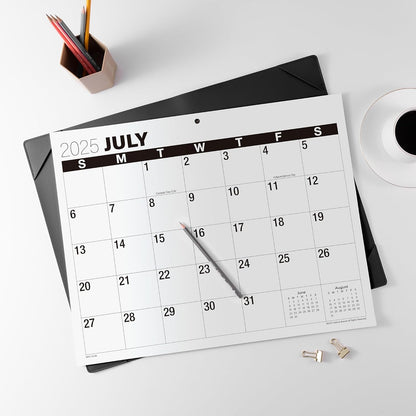 Nekmit 2025-2026 Desk Calendar, Large Print Desk Calendar with Desktop Mat, 21" x 16 1/2", Runs From Now to June 2026, for Home and Office, Black