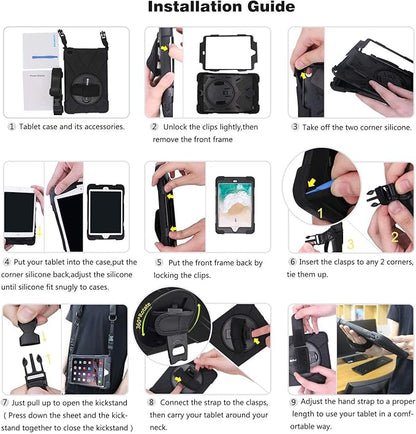 BRAECN for Samsung Galaxy Tab S5e Case 10.5 inch 2019, Heavy Duty Shockproof Case with 360 Rotating Kickstand/Hand Strap&Shoulder Strap for Galaxy Tab S5e 10.5‘’ Tablet SM-T720/SM-T725-Black