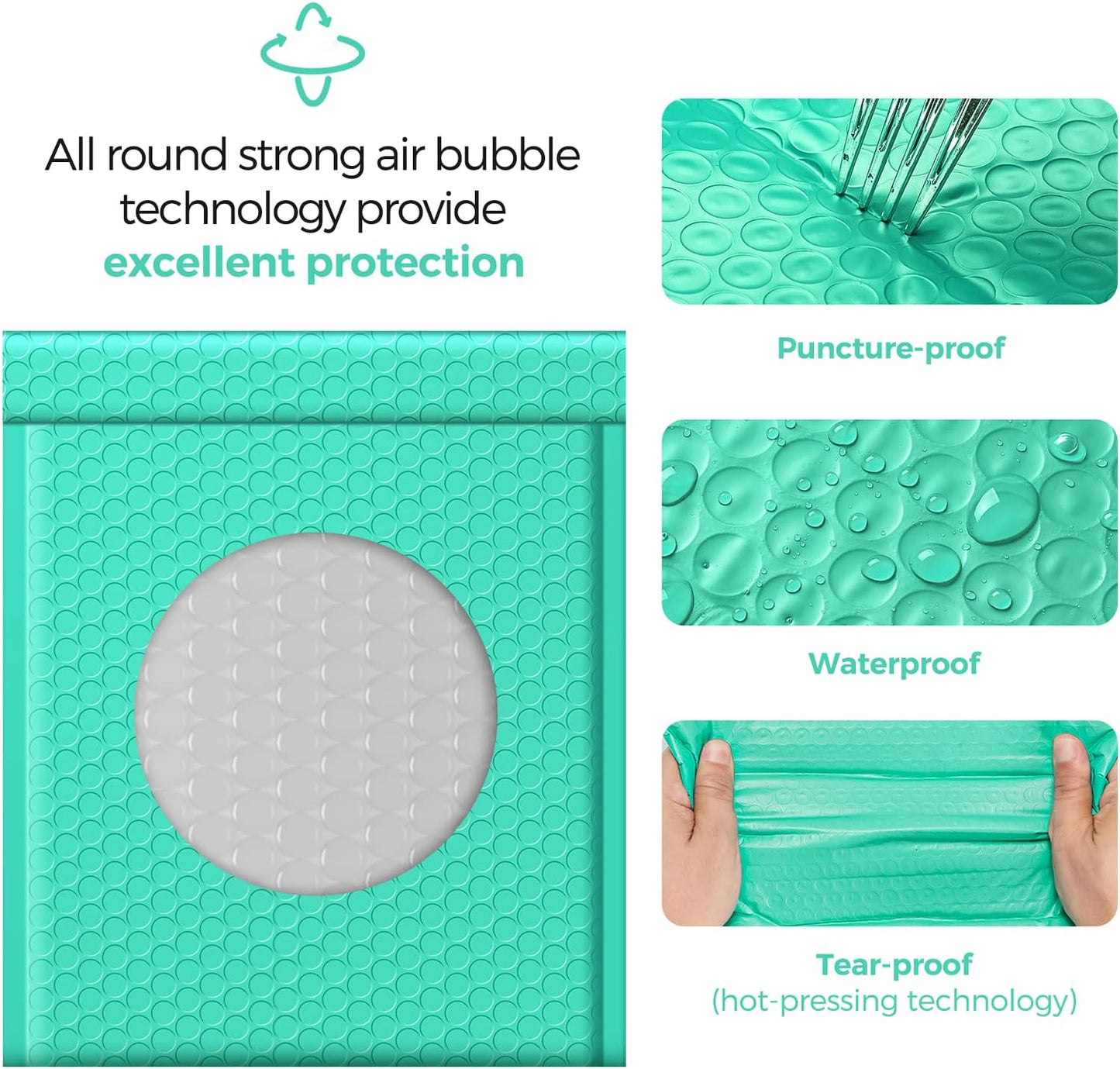 Fuxury Bubble Mailers 8.5x12 Inch 25 Pack, Strong Adhesion Padded Envelopes #2,Self Seal Bubble Envelopes, Waterproof Padded Mailers Packaging for Small Business,Books,Clothes, Makeup Supplies,Teal