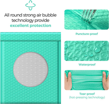 Fuxury Bubble Mailers 8.5x12 Inch 25 Pack, Strong Adhesion Padded Envelopes #2,Self Seal Bubble Envelopes, Waterproof Padded Mailers Packaging for Small Business,Books,Clothes, Makeup Supplies,Teal