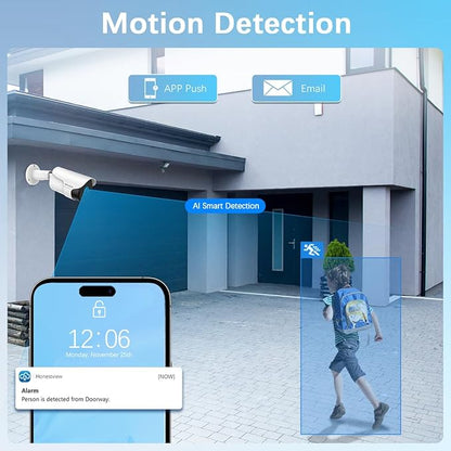 【2-Way Audio】 Outdoor Wired Security Camera System Home Video Security Cameras Systems POE Security Surveillance DVR Kits