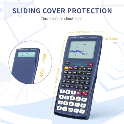 Scientific Calculator with Graphing Function, NEWYES 36X Pro Graphic Science Calculator for Middle and High School Supplies (Blue)