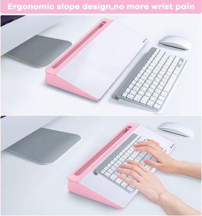 Varhomax Glass Desk Whiteboard with Storage, Desktop Organizer to-do List Memo Notepad Dry Erase White Board for Home Office and School Supplies (Pink)