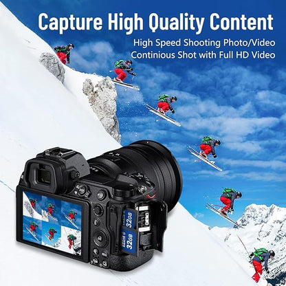 32GB SD Card, 2 Pack SDHC Memory Cards UHS-I U1 Class 10 High-Speed Full HD Video, Secure Digital Cards Compatible with Cameras, HD Camcorders, DSLR and PC, 32GB(2pc)