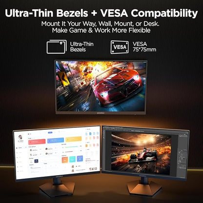 KOORUI 27 Inch 1440p Gaming Monitor 200Hz, 1ms, Fast IPS Screen, HDR400, 95% DCI-P3 Color Gamut, Height/Pivot/Tilt Adjustability, Adaptive Sync Technology, HDMI & DP Ports, 2K Monitor, Black, G2722P