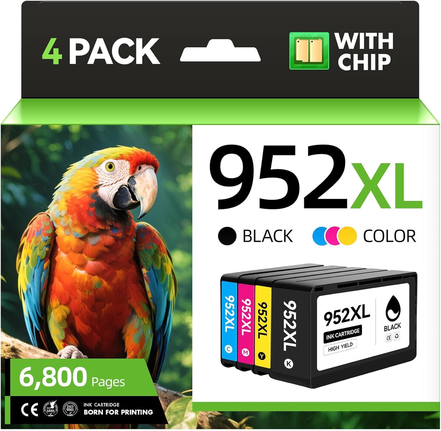 952XL Ink Cartridges 4-Pack with Chip Remanufactured for HP 952 952XL Ink Compatible with HP OfficeJet Pro 7740 7720 8210 8216 8702 8710 8720 8740 8715 8725 8700 Printer Ink(Black Cyan Magenta Yellow)
