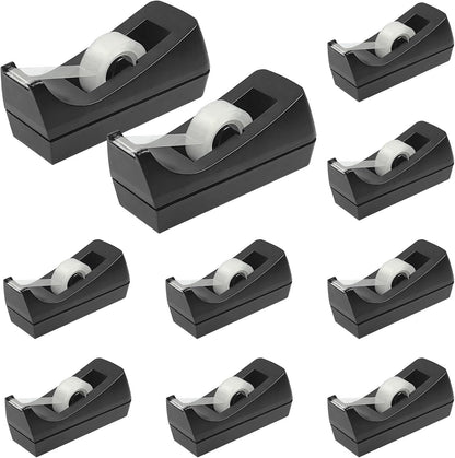 10 Pack Desktop Tape Dispenser Bulk Black Tape Roll Dispenser Non Skid Base Desk Tape Holder for Office School Home (Tape Not Included)