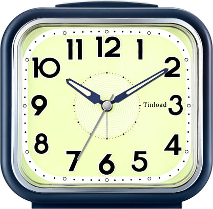 5.5" Large Analog Alarm Clock Silent Non Ticking, Glow in Dark dial, Gentle Wake, Beep Sounds, Increasing Volume, Battery Operated Snooze and Manual Light, Easy Set (Best for Elder)