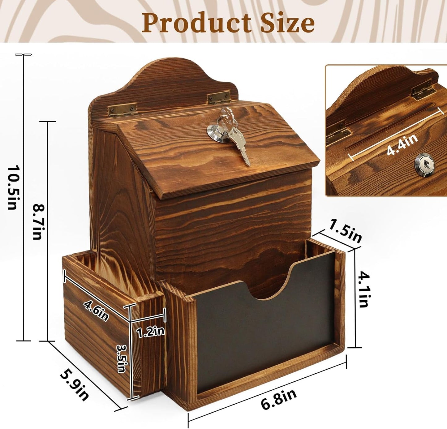 Suggestion Box with 50 Suggestion Cards Wood Donation Box with Slot and Lock Prayer Boxes for Fundraising Tip Drop Ballot Boxes Wall Mounted with Chalkboard and Keys for Church Office