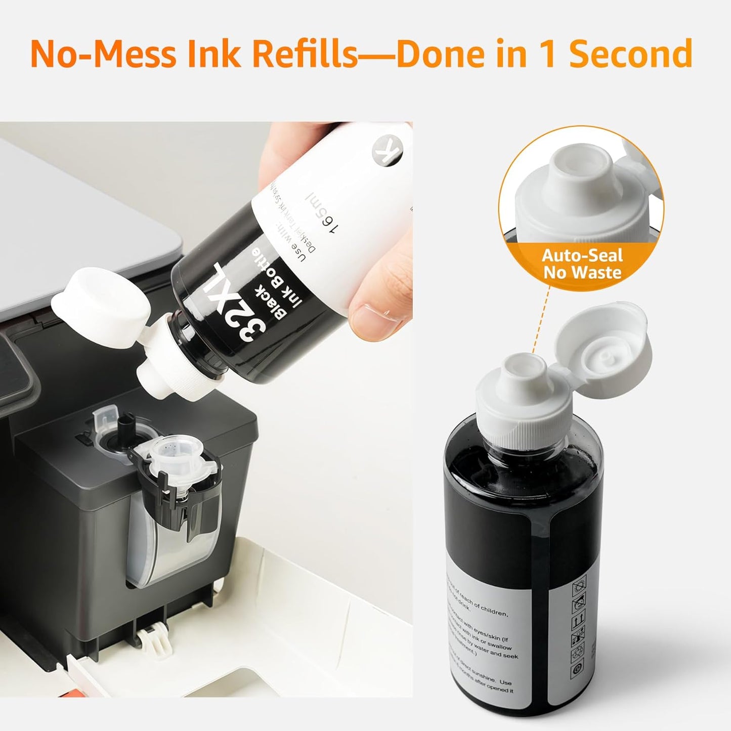 Jeoskarky Compatible for HP 31xl Color HP 32xl Black Ink Bottle for HP Smart Tank 7602 6001 5101 7301 6000 5102 5000 5103 7002 7001 7302 Series for Smart Tank Plus 651 551 Printers (4 Bottles)