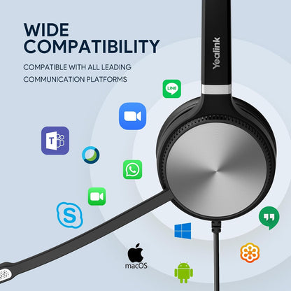Yealink UH36 Professional USB Headset Wired Headphones for Work Calls and Music, Headset with Noise Cancelling Mic for Computer PC Laptop（UC Compatible, Stereo,3.5mm Jack/USB Connection）