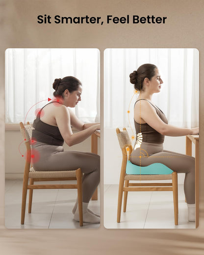 ProtoArc Extra Large Seat Cushions for Office Chairs, Ergonomic Memory Foam Seat Cushion for Home, Extra Cover, Car Seat Cushions for Driving, Pressure Relief Pad for Sciatica - Mint Green