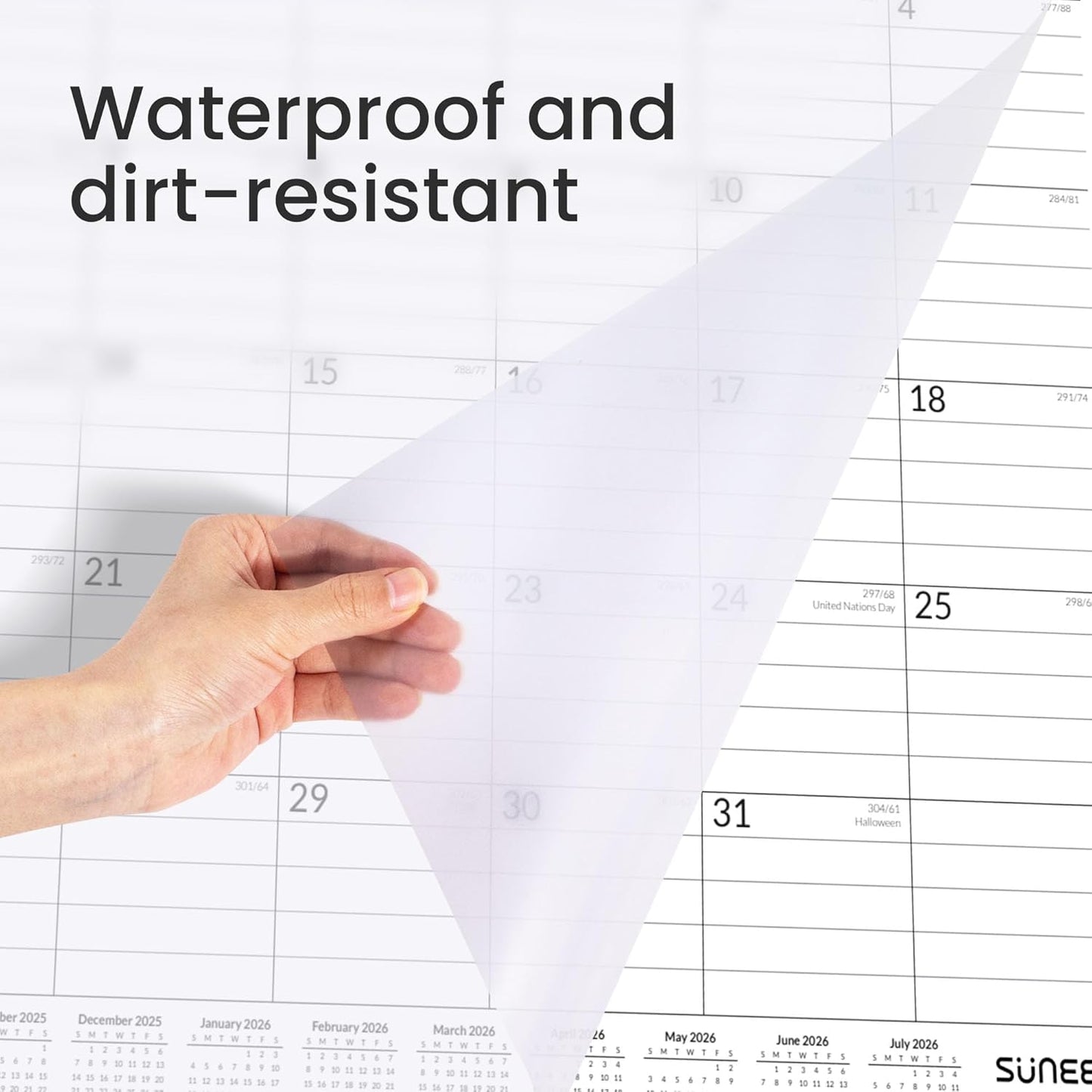 SUNEE Desk Calendar 2025-2026 Large 22x17 from October 2025 to March 2027, Extra Large Desktop Monthly Calendar Pad 18 Months For Teacher or Family, Desk Top, Black