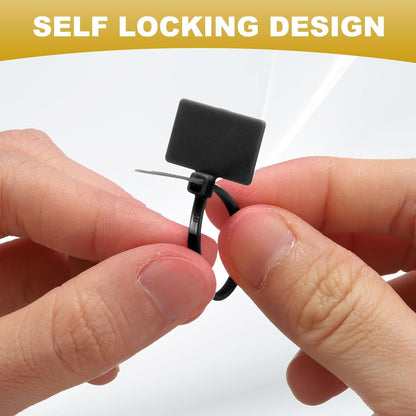 uxcell 100 Pcs Cable Label Marker Tags, Nylon Cable Zip Tie Tags 8.7 Inch Writable Self-Locking Wire Labels Zip Ties for Organization Marking, Black