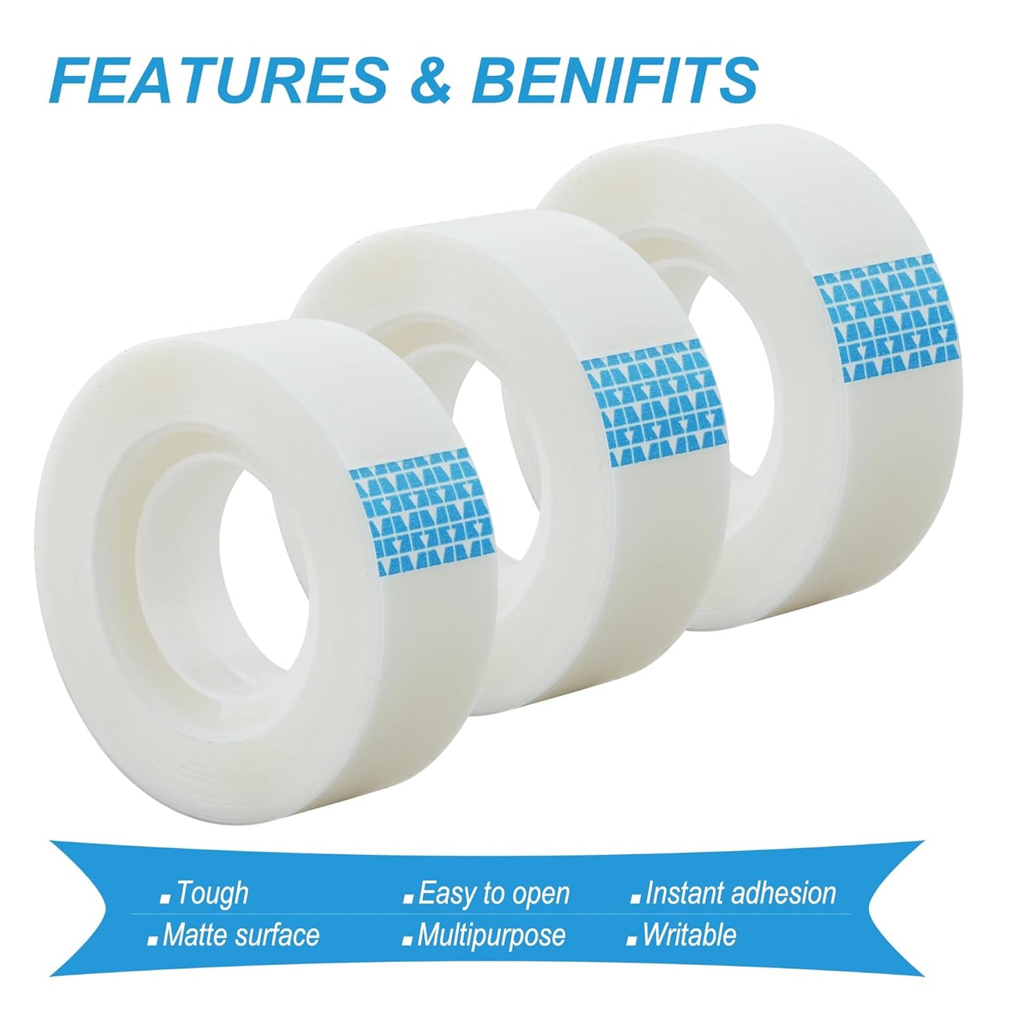 Tape Refills Bulk, 16 Rolls Invisible Tapes for Dispenser, 3/4 Inch X 1000 Inch, Writable Tape, Easy to Tear by Hand for Home School Office Supplies