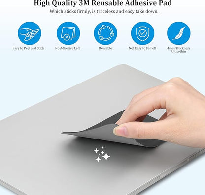 Lacdo Portable Hard Drive Sleeve for Laptop, 2-Pocket Stick on Pouch with Reusable Adhesive, for SanDisk, Samsung, Crucial, Portable External Solid State Drive SSD Hard Drive Carrying Case, Dark Gray