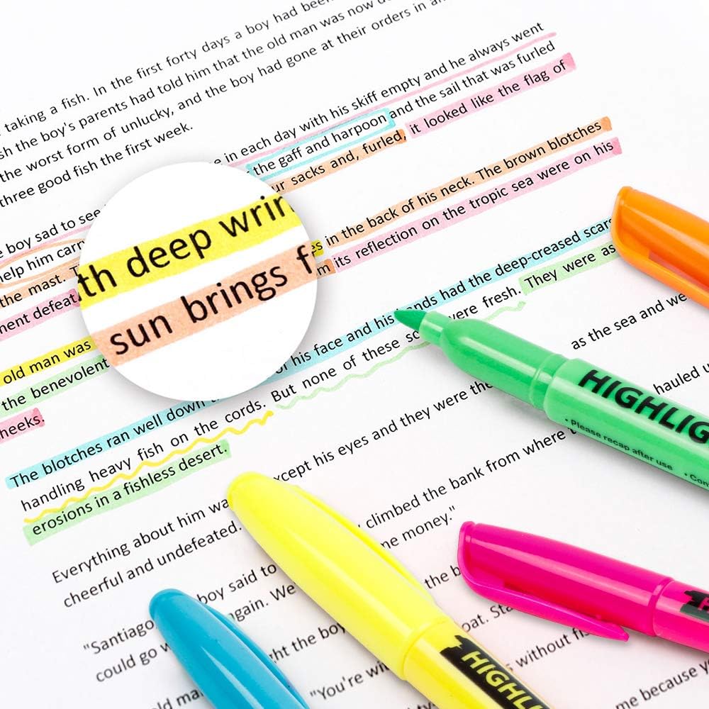 Lelix 30 Pack Highlighters, 10 Bright Colors, Chisel Tip, Quick Drying for Back to School, Office, Home, ideal for Highlighting Underlining