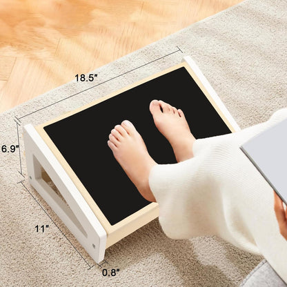 WOOD CITY Foot Rest for Under Desk at Work, 3 Heights Adjustable Footrest with Silicone Surface, 2 in 1 Foot Stool Improve Posture, Reduce Fatigue & Pain, Ideal for Home/Office/Gaming (Natural-White)