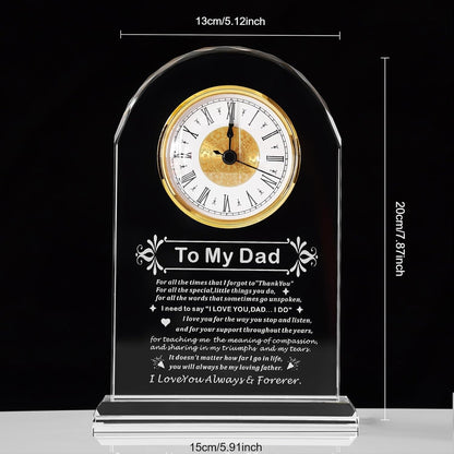 Dad Gifts - Delicate Dad Birthday Gifts from Daughter Son ,Christmas Fathers Day Birthday Gifts for Dad, Ideas, Glass Clock Gift, Birthday Gifts for Dad Who Wants Nothing (Battery not Included) (Dad Gifts)