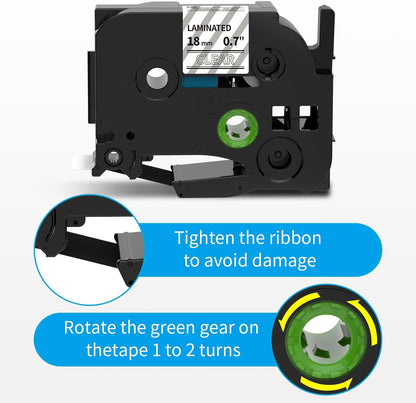 TZe-145 18mm TZe TZ Tape White on Clear Label Tape Replacement for Brother P Touch Labe Maker Refills Clear Laminated Work with PTD400AD PTD400 PTD600 PT1880 PT2730 Label Maker - 3-Pack