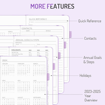 Undated Weekly Planner for 2025, Forvencer Simplified Daily & Weekly & Monthly Calendar Planner, Cute Daily Organizer Notebook, Agenda Journal to Track Goals & Tasks, Start Anytime, A5 Size, Purple