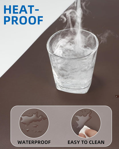 AFIING Leather Desk Pad Protector,Mouse Pad,Office Desk Mat, Non-Slip PU Leather Desk Blotter,Large desk mat,Waterproof Keyboard mat for Office/Home/Decor (Coffee,48"" x 17"")