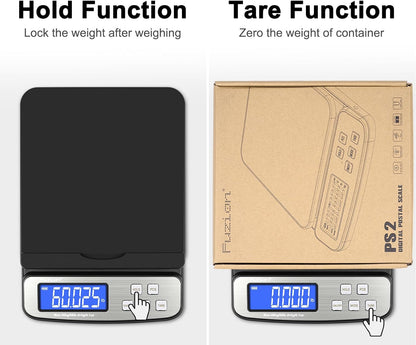 Fuzion Shipping Scale - Digital Postal Scale 88lb x 0.1oz, 5 Units, Hold/Tare/PCS Counting, Easy Calibration, Large LCD, All-in-1 Scale for Packages