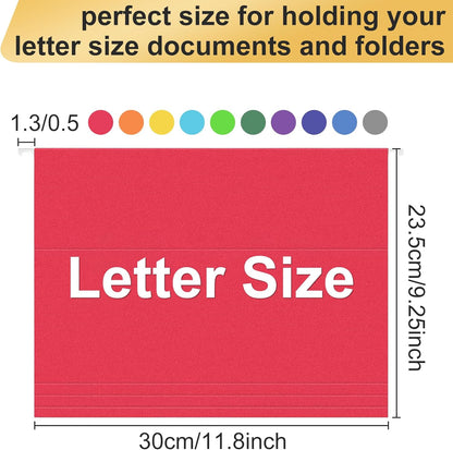 Hanging File Folders, 60 Pack Letter Size Hanging File folders with Tabs, Stay Organized for Your Home and Office Bulk File, Documents and Paper, 10 Colors