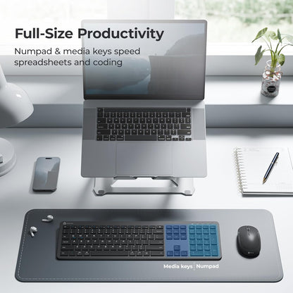iClever Wireless Keyboard and Mouse, GK08 Rechargeable Keyboard Mouse Combo, Ergonomic, Quiet, Full Size Design with Number Pad, 2.4G Connection for Mac, Windows and Computer