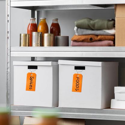 1000 Pieces 4 3/4" x 2 3/8" Plastic Shipping Tags Labeling Tags Waterproof Hang Tags with Reinforcement Hole Writable Luggage tag Loops for Equipment Car Parts… (Orange)